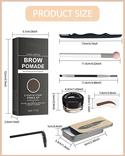 Eyebrow Stamp And Eyebrow Stencil Kit- 16In1 Waterproof Brow Cream Stamping Eyebrow Gel Shaping Set, Eyebrow Pomade Stamp Trio Kit, Mother's Day Makeup Gift For Women-Brown #TOP5
