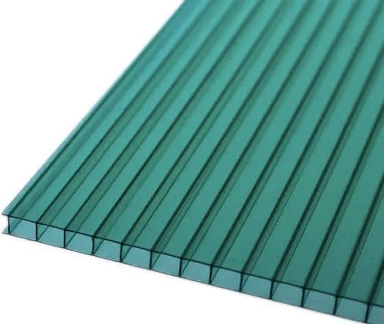 A stack of clear twin-wall polycarbonate panels.