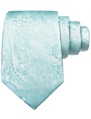 GUSLESON Mint Tie for Men Silk Blend Paisley Necktie for Wedding Business Party (1039-25)