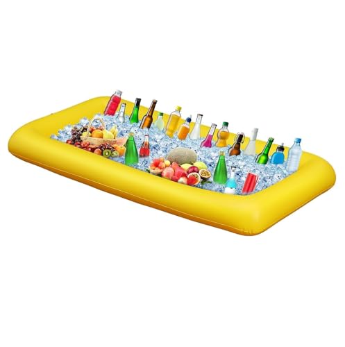 Aufblasbare Buffet Eiswürfelschale Bar für Poolpartys,Aufblasbarer Getränkehalter,Pool Getränkehalter Schwimmend,Für Str...