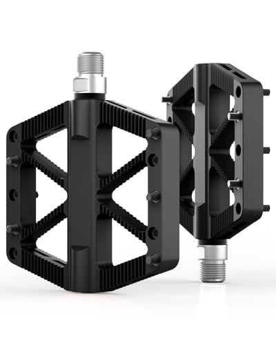 Bike Pedals, Mountain MTB BMX Pedals, 9/16' Bicycle Pedals, Lightweight Non-Slip Nylon Composite, Durable DU-Bearing & Bearing Platform Pedals (Black)