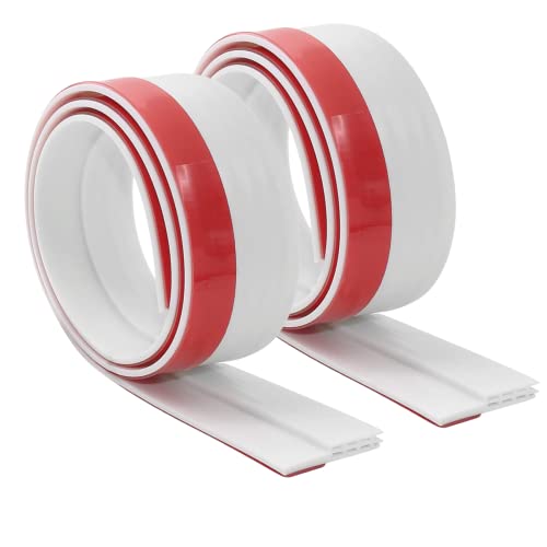 [2Pack Large Door Sweep] Huge Gap Door Draft Stopper, 3-2/5"W X 39" L Door Bottom Seal With Wider Strong Adhesive For Interior/Exterior Doors - Guard Against Drafts, Dust, Noise And Animals-White #TOP1