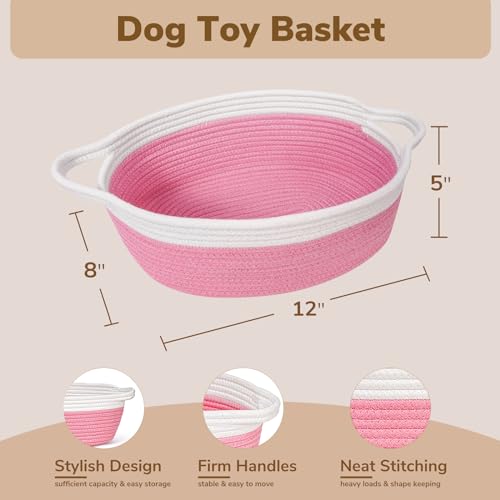 Image of Goodpick Woven Rope Easter Baskets for Gifts Empty, 12 inchx 8 inchx 5 inch, Pink