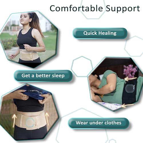 Image of Wonder Care Polyester Umbilical White Hernia Belt Pain Relief Support Brace With 1 Removable Compression Pad For Men & Women (M)