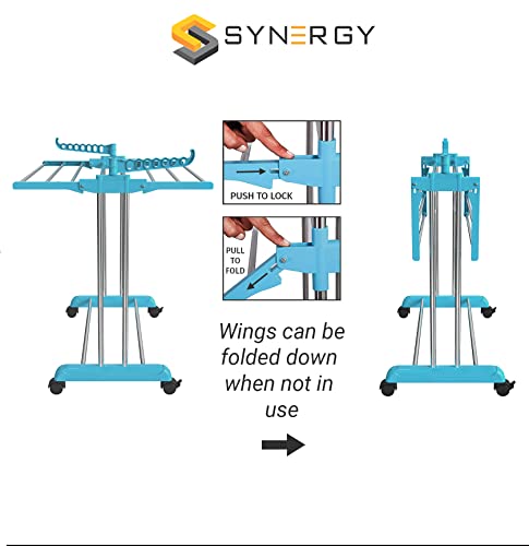 Image of Synergy - Premium Heavy Duty Stainless Steel Foldable Cloth Drying Stand /Clothes Stand for Drying /Cloth Stand /Clothes Dryer /Laundry Racks for Drying for Indoor /Outdoor /Balcony (1 Tier) - SY-CS19-L1