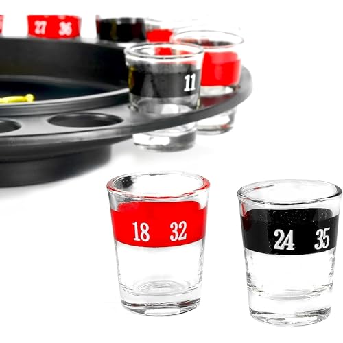Shot Glass Roulette Drinking Game – 16-Piece Red/Black Set with 2 Metal Balls, Fun Adult Party Game for White Elephant, Game Nights, and Gifts - image 7