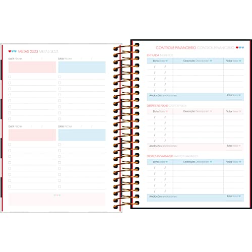 Agenda Espiral Diária 14 x 20 cm West Village 2023 - Fundo Preto com Listras - Tilibra