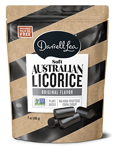 Darrell Lea Black Soft Australian Made Licorice 7oz Bag - NON-GMO, PALM OIL FREE, NO HFCS, Vegan-Friendly & Kosher | Made in Small Batches with Ethically-Sourced, Quality Ingredients