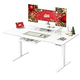 VASAGLE Scrivania Regolabile Elettricamente in Altezza, 140 x 70 cm, per Lavoro in Piedie, Supporto Monitor, Cassetto, Porta USB-C, Promemoria Sedentarietà, per Ufficio, Bianco Nuvola LSD154WB01