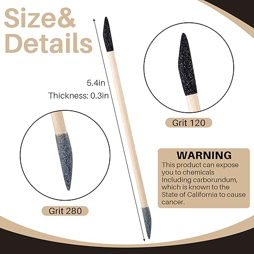 Leriton XEI-LERITON-0015 60 Pcs Sanding Sticks Double End Matchsticks Sanding Twigs Fine Detailing Polishing Sticks thumb #2