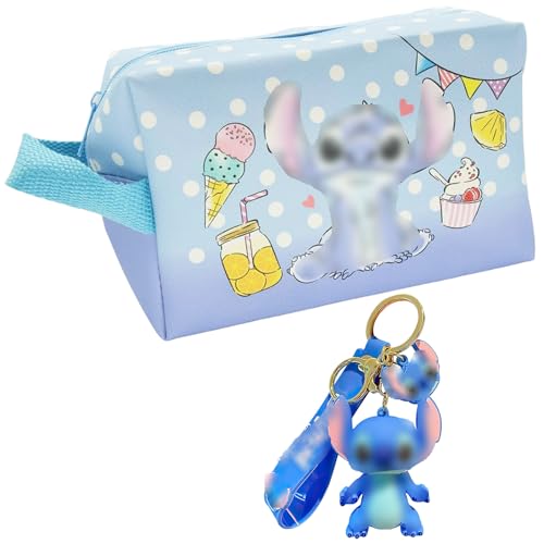 Bolsa de Maquillaje, Bolsas de Maquillaje de Viaje, Bolsa de Maquillaje de Dibujos Animados, Bolsa de Aseo de Viaje, Bolsa de Cosméticos Impermeable, Neceser Mujer, Gran Capacidad con Llavero (B)