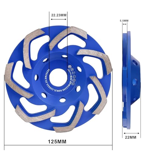 Diment Power Disco Desbaste Diamante 125 x 22,23 mm. Muela para amoladoras angulares.para Hormigón, Granito, Piedra, Mampostería - imagen 2