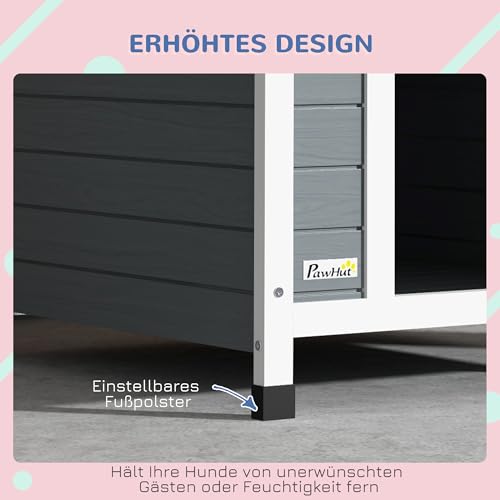 PawHut Hundehütte aus Holz Kleintierhaus mit Asphaltdach Outdoor Hundehöhle korrosionsbeständig Hundehaus mit herausnehmbarem Boden für mittelgroße Hunde 75 x 88 x 82 cm Grau