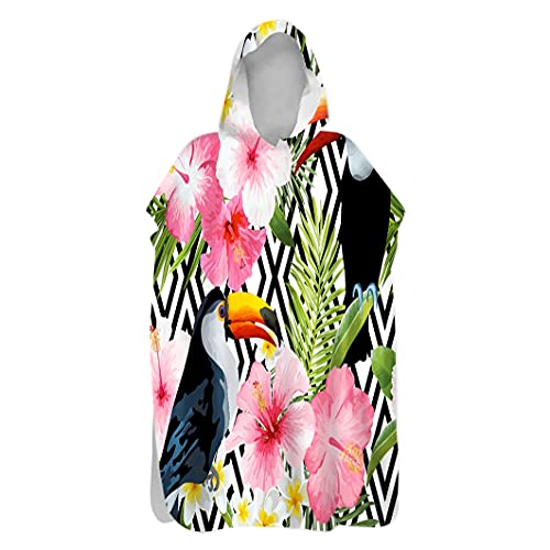 Poncho De Bain Adulte Ado, Léger Séchage Rapide, Tropical Flamant Poncho Surf Hommes Femmes,Serviette Poncho A Capuche Peignoir Microfibre XL ,Plage Serviette à Changement (XL 80X110 cm,colore) Cover