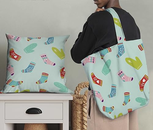 Image of Soimoi Green Heavy Satin Fabric Socks & Gloves Folk Art Print Fabric by Meter 54 Inch Wide