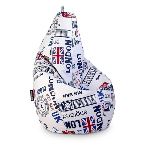 HAPPERS Puff Salón o Dormitorio Estampado London XL con Relleno Incluido