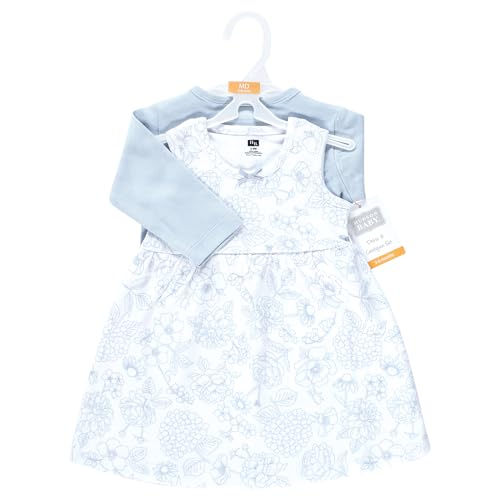 Image of Hudson Baby Girls' Cotton Dress and Cardigan Set