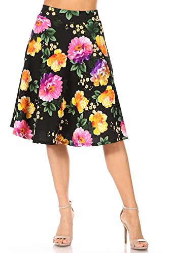 Women's Lightweight Stretch High Waist Casual Solid Midi Pencil Skirt