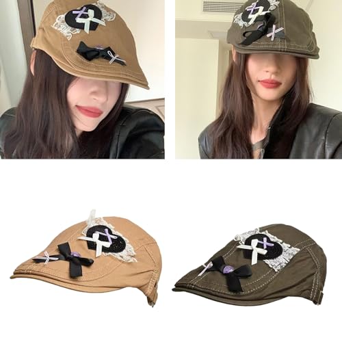 Girls Painter Hat French Heart Hat Lacework for Holiday Photography Handmade Elegant Bowknot Painter Hat2