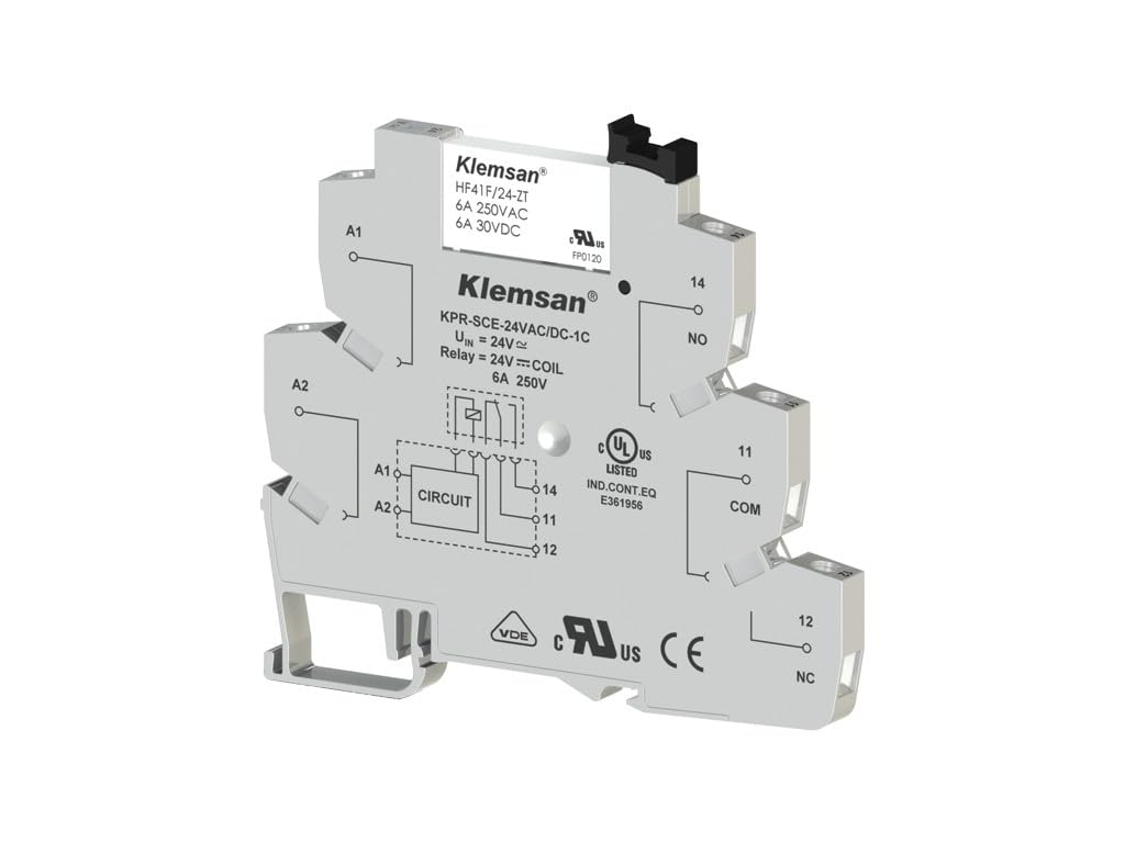 Klemsan 270810 KPR-SCE-24VAC/DC-1C Din Rail PLC Relay