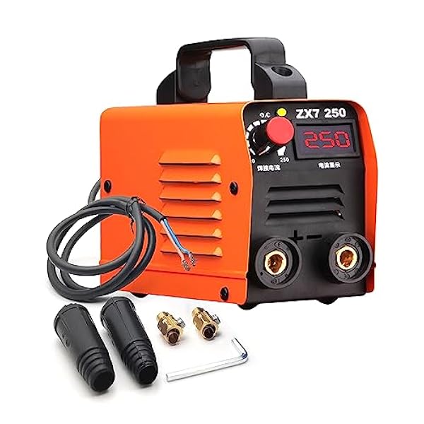 Lödning kit Bärbar svetsmaskin, 250A bågsvetsmaskin helautomatisk hushållssvetsning av industrikvalitet, liten elektrisk svetsning helt i koppar (Color : Orange Without Cable, Size : 1)