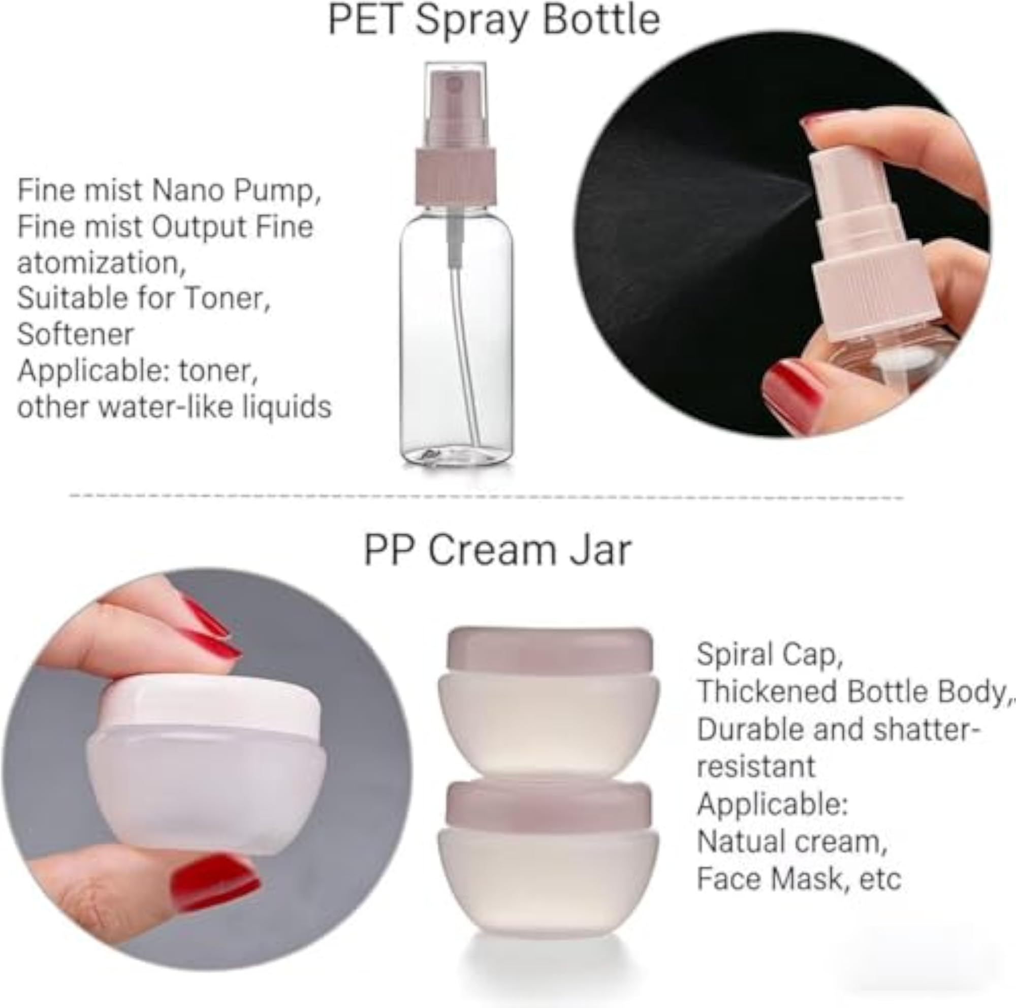 11pcs Travel Bottles Set for Toiletries, 60ml, Multicolour