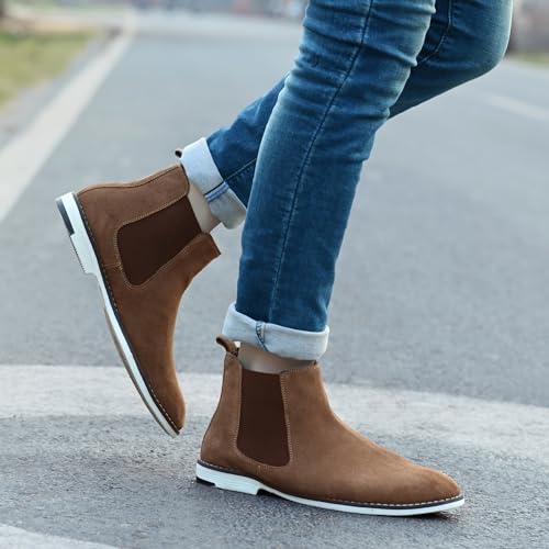 Image of Blue Leather By Centrino Genuine Leather Men's Formal and Casual Leather Boots | Versatile and Sophisticated Chelsea Boots for Every Season | Fashionable Elegant Boots for Any Occasion (3964)