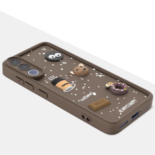 Image of Bintage Back Cover Compatible for Vivo V70 FE 5G | Cute 3D Taddy Ball Bear Milk Cake Coffee Silicon Case Full Body & Camera Protection - Brown