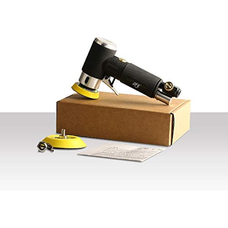 1/2/3 Inch Random Orbital Air Sander, Mini Pneumatic Sander for Auto Body Work, High Speed Air Powered Polisher with 15 Polishing Buffing Pads,18 Sandpapers