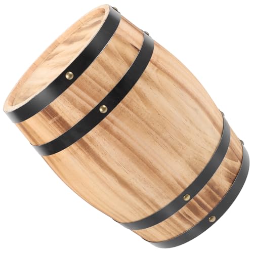 Didiseaon Adorno Barril de Madera de Roble Pequeño, Decoración Retro para Bar y Hogar, Barril Decorativo Color Medio Quemado, Accesorio para Elaboración de Vino y Cerveza Artesanal