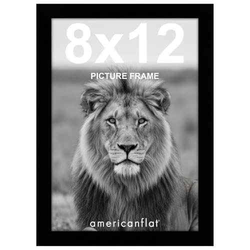 Americanflat 8x12 Picture Frame with Shatter-Resistant Glass - Signature Collection - Gallery-Style Frames Made of Engineered Wood - Photo Frame for Tabletop and Wall Display - Black