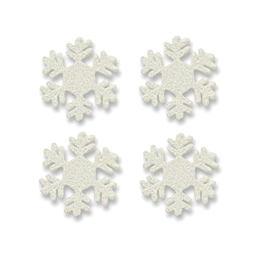Emebellish Your Story White Glittered Snowflake Magnets - Set of 4
