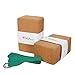 JBM Yoga Block Plus Strap with Metal D-Ring Yoga Brick Cork Yoga Block 6 Colors - High Density EVA Foam Yoga Block to Support and Deepen Poses Odor-Resistant