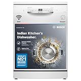 Bosch 14 Place Setting with intensive Kadhai Program, Steam Treatment,WiFi, 3-Stage Adjustable Upper Rack - (SMS6IKW01I - White,Glass Protection Technology)