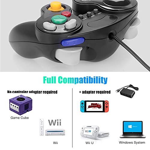 Wired Controller For Gamecube Nintendo Switch, 2 Pack Wired Classic Game Ngc Controllers For Wii Nintendo Super Smash Bros Ultimate With Turbo Function (Black) #TOP2