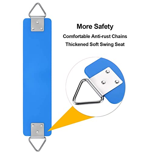 Image of REZNOR Heavy Duty Flexible Swing Seat with Metal Triangle Ring, Anti-Rust Chain Set for Kids & Adults, Playground, Jungle & Gym (Blue-Yellow, 1.5 Meter)