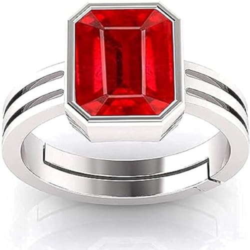 Rubis de 5,20 carats sur bague en plaqué argent blanc de haute qualité