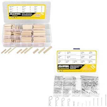 Mxuteuk 200-Piece Wooden Dowel Pin Set – 9 Sizes (6mm, 8mm, 10mm) With Grooves For Stronger Furniture & DIY Joints