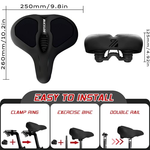 Image of BUCKLOS Wide Bike Seat for Men Women Ebike Seats Comfort Extra Large Comfortable Bicycle Seats Saddle for Ebike /Crusier /Exercise /Peloton Bike