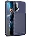 Produktbild ZSCHAO Für Huawei Nova 5T Hülle Kohlefaser Silikon Slim Dünn Stoßfest Stossfest +Panzerglas TPU handyhülle Kompatibel mit Huawei Nova 5T Hülle Carbon hybrid Case Cover Schutzhülle Blau