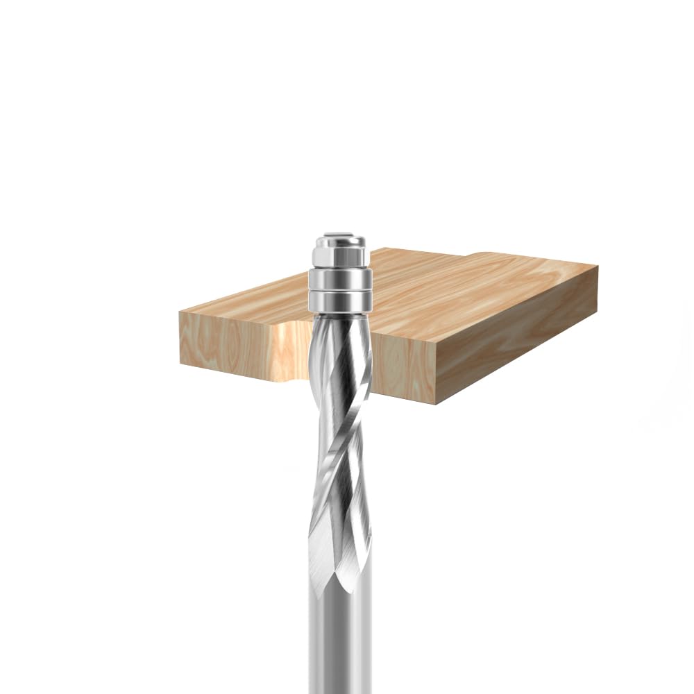 12mm Shank Flush Trim Solid Carbide Spiral Top Bearing CNC Router Bit Up-Cut End Mill Bit Face Wood Milling Cutter