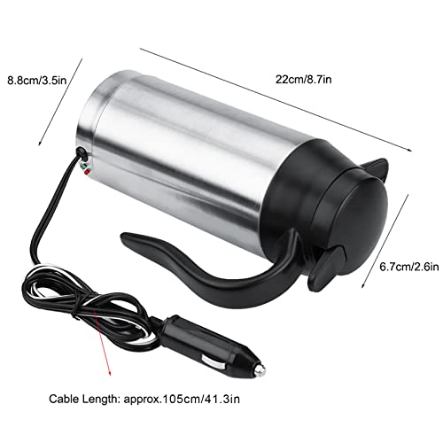 Tetera eléctrica para auto 12V 750ml acero inoxidable miniatura 4