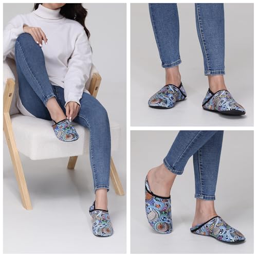 Image of ANLUKE Slipper for Women Men Slipper Socks Fuzzy House Shoes Rubber Sole Slip On Soft-Lightweight Non Slip Indoor /Outdoor Colorfulboho
