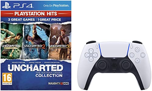 Image of DualSense Wireless Controller | PlayStation 5 (White)&Uncharted Collection Hits | PS4 Game (PlayStation 4)