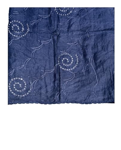 Image of LKC WOMEN'S SEQUENCE EMBROIDERED SELFDESIGN SOFT COTTON CHANDERI DUPATTA