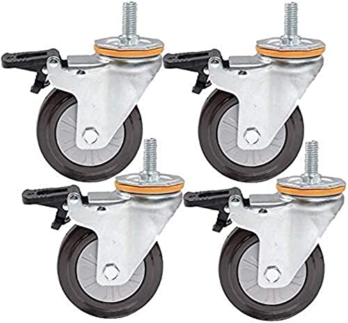 Roues pivotantes industriel M14 roulette caoutchouc charge lourde 4 freins