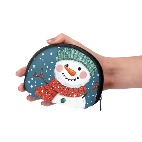 Portable Coin Purse Christmas-Snowflakes-Snowman Mini Zippered Money Pouch Card Holder3