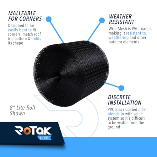 Rotak Kit Lite para painel solar de 20 cm x 30,5 m (60 clipes) | Malha de rolo de arame revestida de