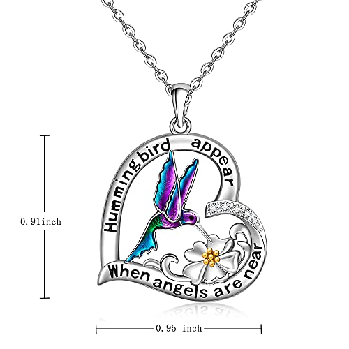 Hummingbird Necklace Hummingbird Necklaces for Women Sterling Silver Enamel Hummingbirds Heart Flower When Hummingbird Appear Angels Are Near Pendant Keepsake Jewelry Healing Gifts2