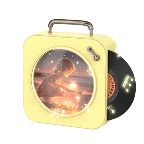 Lecteur CD stéréo radio disque vinyle et Bluetooth vintage jaune